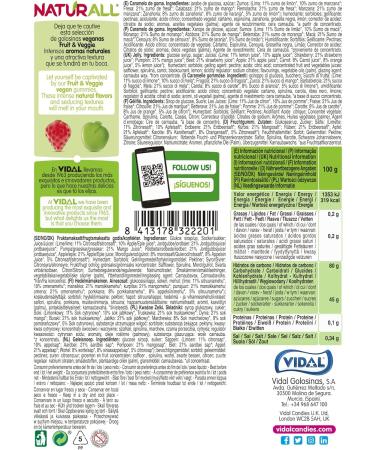 Vidal Naturall Fruit & Veggie Vegan Rubber Candy No Artificial Dyes & Natural Scents - 20% Fruit & Vegetable Juice - 180g - Buy Online on GoSupps.com