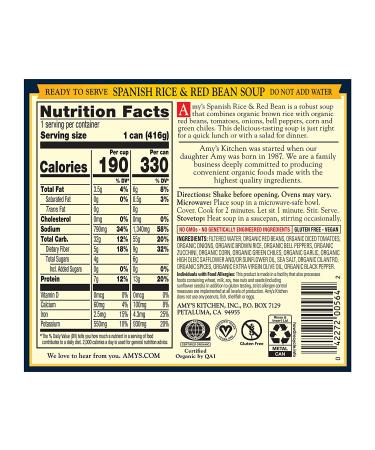 Organic Vegan Gluten-Free Amy's Soup - Spanish Rice & Red Bean (14.7 oz, Pack of 12) - Buy Online on GoSupps.com