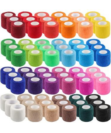 72 Pack Self Adhesive Bandage Wrap Athletic Elastic Cohesive Bandage Breathable Self Adherent Wrap for Pets 2 Inch x 5 Yard Stretch Bandage Sports Wrap for Wrist Ankle Swelling Sprains 24 Colors