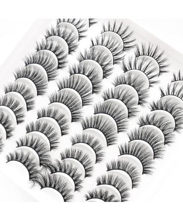 IFLOVEDEKD 20 Pairs 3D Handmade Natural False Eyelashes | 5 Styles Pack for Soft Wispy Lashes | Reusable Mink Strip Lashes for a Natural Look - Buy Online on GoSupps.com