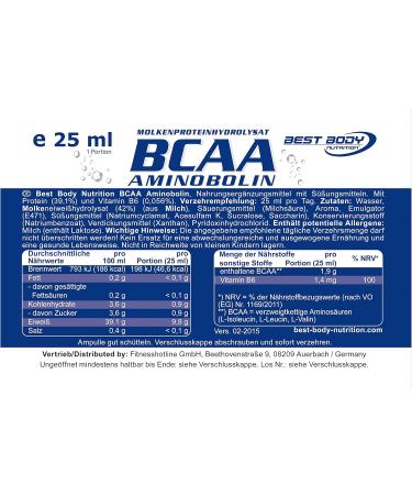 Best Body Nutrition BCAA Aminobolin - 20 Vials (25ml Each) - Orange Flavor - Premium Amino Acids for Muscle Recovery & Growth - International Shipping Available - Buy Online on GoSupps.com