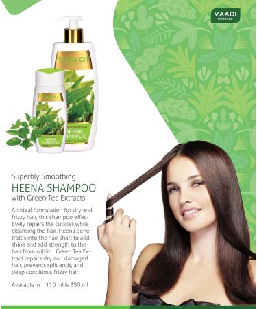 Vaadi Herbals Heena Shampoo with Green Tea Extracts | Paraben & Sulfate Free | Natural Hair Care | 3 Pack (11.8 oz each) - Ideal for All Hair Types - Buy Online on GoSupps.com