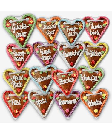Premium 15-Piece Gingerbread Heart Box - Bavarian Party Treats with Wiesn Sayings - Mixed Colors - Buy Online on GoSupps.com