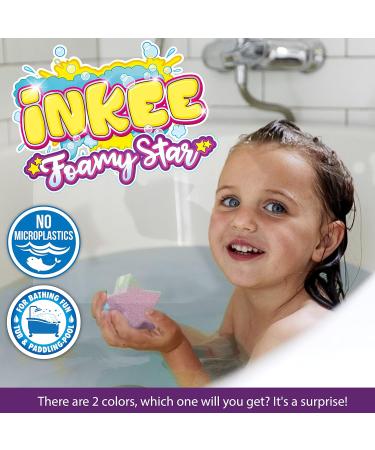 INKEE Foamy Star Bath Bombs for Kids | Set of 2 Star-Shaped Blueberry Scented Creamy Bath Bombs in 2 Colors - Perfect for Fun Bath Time - Buy Online on GoSupps.com