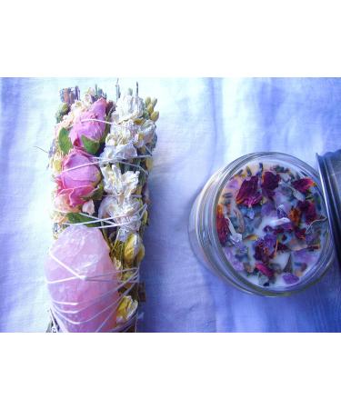 Spring Meadow Smudge Box | Luxury Floral Sage Wand with Rose Quartz & 4 oz Botanical Candle | Home Cleansing & Manifestation Tools - Made in USA - Buy Online on GoSupps.com