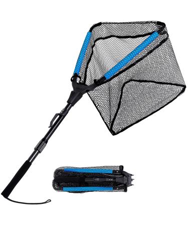 PLUSINNO Fishing Net Fish Landing Net, Foldable Collapsible Telescopic Pole Handle, Durable Nylon Material Mesh, Safe Fish Catching or Releasing Floating Net,Telescopic Handle/35"Full