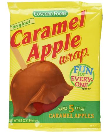 Concord Caramel Apple Wrap 6.05 oz Package (Value 3 Pack - Makes 15 Fresh Caramel Apples) 6.5 Ounce (Pack of 3)