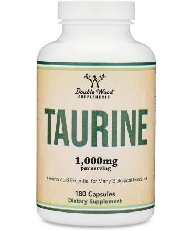 Taurine Supplement 1000mg Per Serving 180 Capsules - Amino Acid Studied to Support a Longer Healthier Life (Taurina) Vegan Safe Gluten Free Non-GMO by Double Wood - Buy Online on GoSupps.com