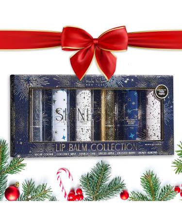 Nicole Miller 6PC Lip Balm Collection | Hydrating & Moisturizing | Embossed Navy/Gold Design | Sugar Coconut Vanilla Apple Berry & Almond Flavors - Buy Online on GoSupps.com