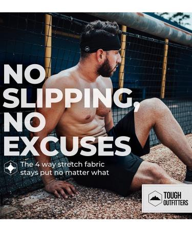 Mens Sweat Bands - Performance Headband for Sports, Cycling, Football - 2 Pack Black - Buy Online on GoSupps.com