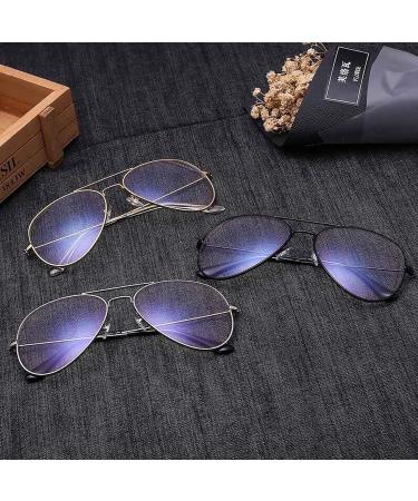 Pilot Metal Frame Anti Blue Light Bolcking Computer Glasses For Men And Women Anti Eye Eyestrain Eyewear Silver XDD996 - Buy Online on GoSupps.com