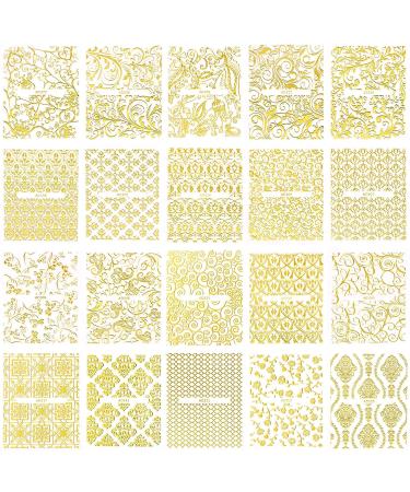 KISSBUTY Gold Flowers Nail Art Sticker - 20 Sheets Metallic Floral Vine Decals for Manicure - Buy Online on GoSupps.com