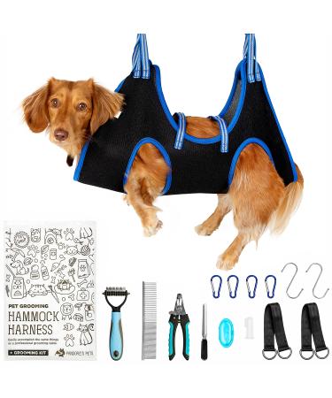 Cat and Dog Grooming Hammock - DIY Dog Grooming Supplies with Dog Sling Pet Grooming Harness, Nail File, Comb, and Dog Nail Trimmers - Bundled Grooming Kit for Small to Large Pets