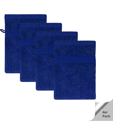 Class Home Collection Royal Blue Washing Gloves Set - 4 Pack | 100% Cotton 500 g/m 16x21 cm | Fantry Washcloths for Optimal Cleaning - Buy Online on GoSupps.com