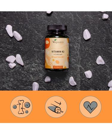 Vitamine K2 MK7 All-trans + Calcium | Dosage Elev : 200 mcg Vit K2 | Le Seul Sans Additif | Coagulant Sang + Anti Inflammatoire | Vegavero  - Buy Online on GoSupps.com