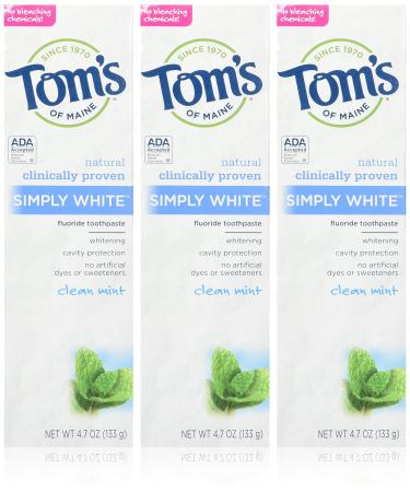 Tom's of Maine Simply White Toothpaste Clean Mint 3 Count 14.1 Ounce