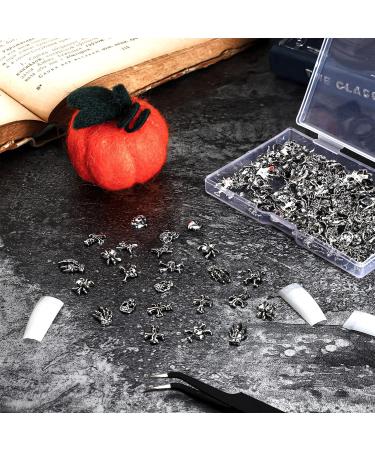 180 Pieces 3D Halloween Nail Art Charms - Skull Cross Ghost Bat Skeleton & Rhinestones - Metal Vintage Alloy Nail Decor for DIY Halloween Nails (Silver - Buy Online on GoSupps.com