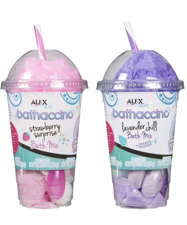 Alex Spa Bathaccino (2 Pack) Pink and Purple Kids Bath Bombs & Confetti