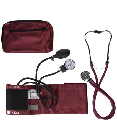 NCD Medical/Prestige Medical Set with Aneroid Manometer and Dual Head Stethoscope Burgundy