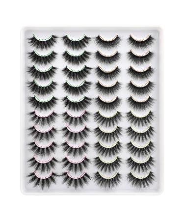 Lanflower Fake Eyelashes Natural Look Dramatic 3D Lashes Pack Faux Mink 20 Pairs 4 Styles Subtle (16mm-18mm)