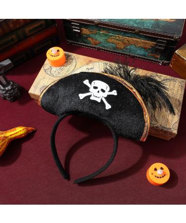 Halloween Pirate Hat Headband Skull Print Pirate Hat Halloween Pirate Cosplay Costumes for Halloween Theme Party Decoration Accessories - Buy Online on GoSupps.com