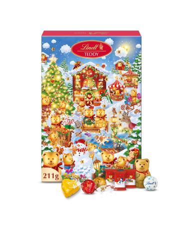 Lindt - TEDDY Advent Calendar - Assorted Milk and White Chocolates - Ideal for Christmas, 211g