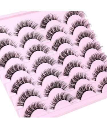 JIMIRE Cat Eye Russian D Curl Strip Lashes Fluffy 3D Faux Mink Lashes Look Like Eyelash Extension 14MM Wispy Cat Eye Fake Lashes 14 Pairs Pack Natural Russian Strip - Buy Online on GoSupps.com