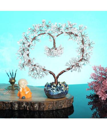 Clear Quartz Crystal Heart Bonsai Tree | Home Decor & Meditation Accessory - Buy Online on GoSupps.com