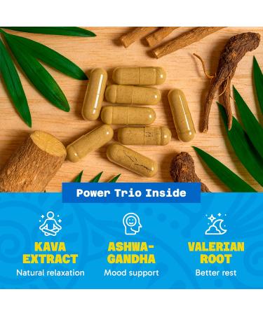 Kava Capsule Pills for Natural Relaxation - Adaptogen Blend with Ashwagandha Valerian 200mg Kava Extract 30% Kavalactones - Buy Online on GoSupps.com