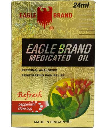24ml Eagle Brand Medicated Oil - Refreshing Peppermint Clove Bud External Analgesic - Buy Online on GoSupps.com