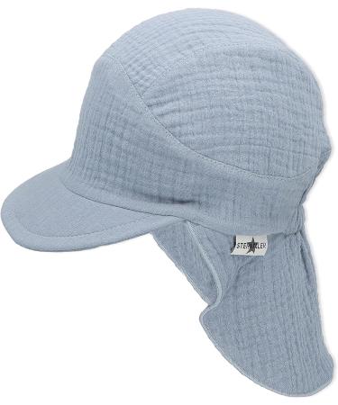 Sterntaler Unisex Peaked Cap with Neck Protection - Light Blue Muslin Sun Hat for Kids | UV Protection & Comfort - Buy Online on GoSupps.com