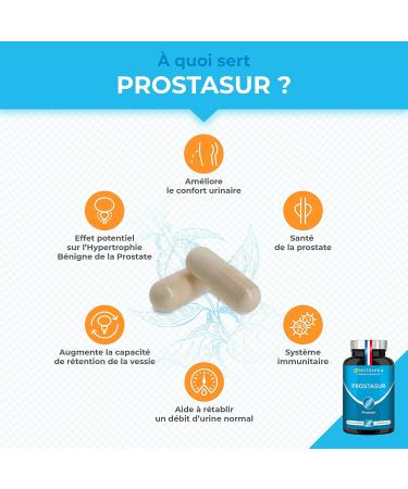 Prostate Protection & Urinary Comfort - Effective against BPH and Urinary Urination - Natural Active - Nettle Dwarf Palm and African Plum - PROSTASUR - 60 Vegan Capsules - Made in France - Buy Online on GoSupps.com