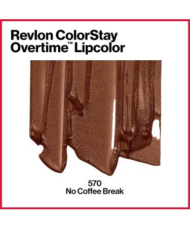 Revlon ColorStay Overtime Lipcolor Dual Ended - No Coffee Break (570) Liquid Lipstick with Clear Lip Gloss, 0.07 Fl Oz - Vitamin E Infused - Buy Online on GoSupps.com