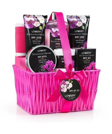 Gift Baskets for Her Women and Mom Spa Gift Set for Her Bath & Body Gifts for Women Enchanted Orchid 9 Piece Set Best Gift Ideas for Her Great Wedding Birthday & Thank You Gift