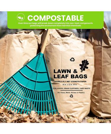 30 Gallon Lawn and Leaf Bags - Pack of 10 - Tear Resistant Eco-Friendly Trash Bags for Wet/Dry Leaves, Grass Clippings, Twigs - Brown Recyclable and Compostable Yard Bags - Biodegradable - Buy Online on GoSupps.com