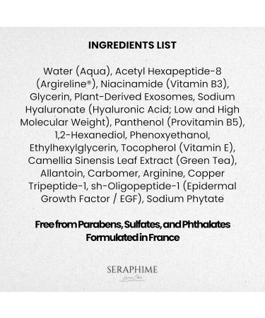 Seraphime Exosome Multi-Peptide Serum 2% Exosomes Argireline Copper Peptides (GHK-CU) Oligopeptide-1 (EGF) & Hyaluronic Acid Advanced Anti Aging Skincare Stem Cell Serum with Multi Peptide - Buy Online on GoSupps.com