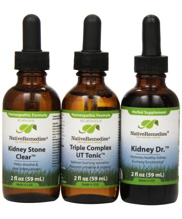 Native Remedies Kidney Stone Clear Kidney Dr and Triple Complex UT-Tonic Combo Pack 2 fl oz