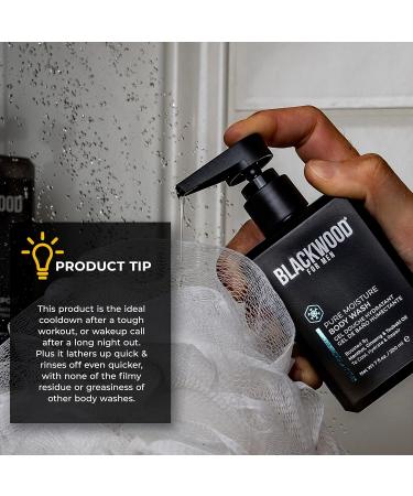 Blackwood For Men Pure Moisture Body Wash (7oz) + Double Duty Beard & Body Scrubber Bundle - Natural Vegan Formula for Sensitive Skin and Workout Recovery - Dual-Sided Men's Shower Tool - Buy Online on GoSupps.com