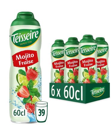 Teisseire Strawberry Mojito Syrup for Cocktail and Cocktail Refreshing Drink Natural Flavors Bottle 6x60cl