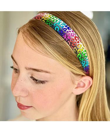 FROG SAC 5 Metallic Non Slip Headbands for Girls - Cute Adjustable Hair Accessories for Kids - Stars Zebra Cheetah Hearts Waves - Fashion Head Bands - Buy Online on GoSupps.com