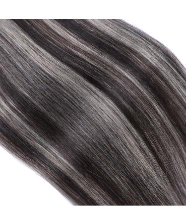 Tape In Hair Extensions - #1B/Gray - 40cm 30 Bricks 100% Remy Real Hair - Adhesive Tressen by Novon Hair Extensions - International Shipping Available - Buy Online on GoSupps.com