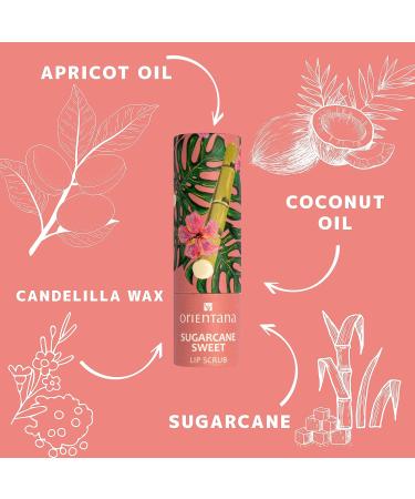 Orientana Lip Scrub Stick | Sugarcane Sweet | 99% Natural Vegan & Organic | Eco-Friendly Hydrating Lip Treatment | Moisturizing Peeling & Smoother - 4.2g - Buy Online on GoSupps.com