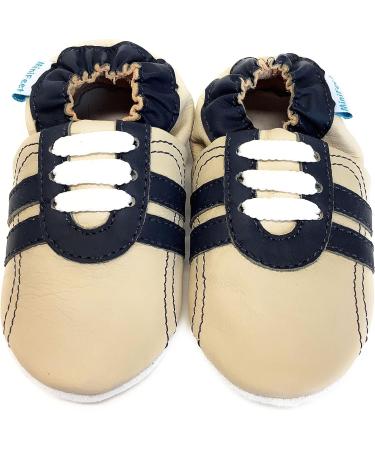 MiniFeet Premium Soft Leather Baby Shoes - Buy 4 Pairs, Get 1 Free! | Toddler Shoes 0-6 Months to 4-5 Years - Beige Trainer - Buy Online on GoSupps.com