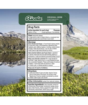 Ricola Original Herbal Cough Suppressant Throat Drops 130ct - Soothes Sore Throats Naturally - Buy Online on GoSupps.com
