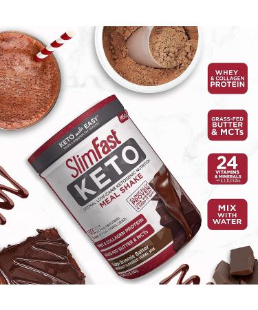 SlimFast Keto Meal Replacement Powder - Fudge Brownie Batter, Low Carb with Whey & Collagen Protein, 10 Servings (Pack of 1) - Buy Online on GoSupps.com