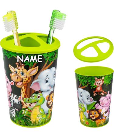 Funny Zoo Animals Children's Toothbrush Holder & Cup - Ideal for Kids' Toothbrushes - Buy Online on GoSupps.com