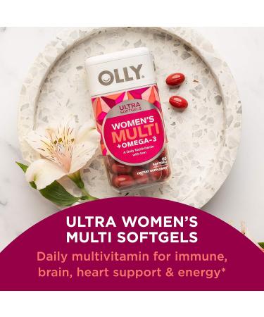 OLLY Ultra Strength Brain Softgels Nootropic Supports Healthy Brain Function Memory Focus & Ultra Women's Multi Softgels Overall Health and Immune Support Omega-3s Iron Vitamins A D - Buy Online on GoSupps.com