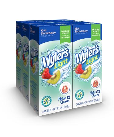 Wyler's Light Pitcher Packs Water Drink Mix Kiwi Strawberry 6 Boxes (36 Pitcher Packets) Kiwi Strawberry New-Recyclable