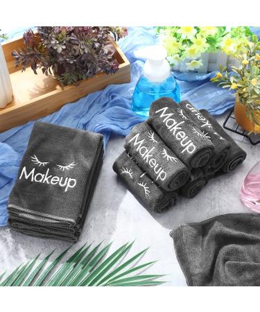 20 Pcs Microfiber Makeup Remover Cloths - Reusable & Absorbent 13x13 Inches Towels with Makeup Embroidery - Grey - Buy Online on GoSupps.com