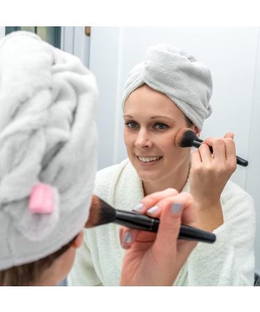 S&T INC. Microfiber Hair Towel Wrap 2 Pack - Rapid Drying for All Hair Types - Grey and Pink - Buy Online on GoSupps.com